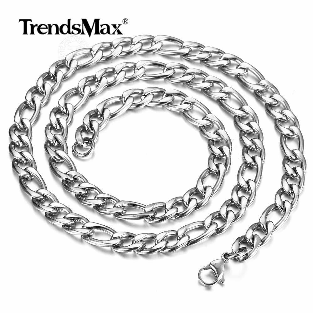 3/5/7/9mm 16-24″ Gold Plated Stainless Steel Figaro Link Necklace Chain Jewelry