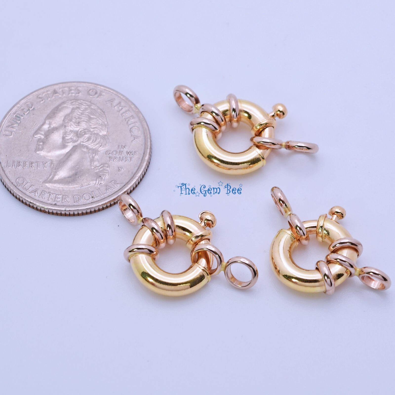 12.9MM 18k Solid Yellow Gold Designer Italy Spring Bolt Ring Sailor’s Clasp