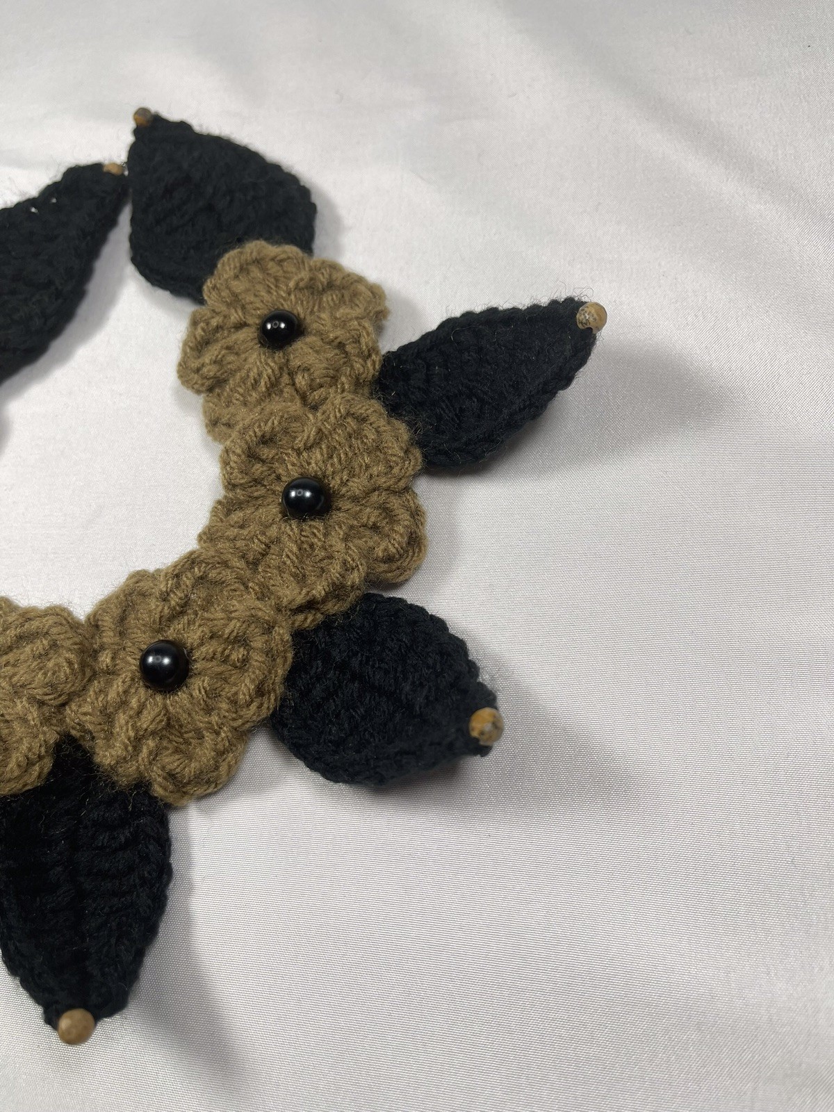 Vintage Handmade Unique Crochet Seven Flowers Choker Necklace By Odythia