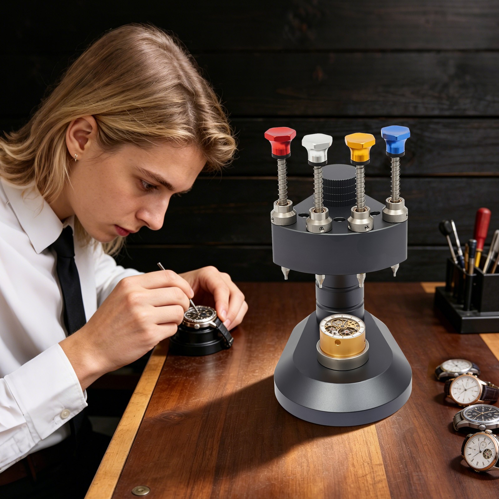 4-Pin High-Precision Watch Hand Presser Press Kit Watchmaker Repair Setting Tool