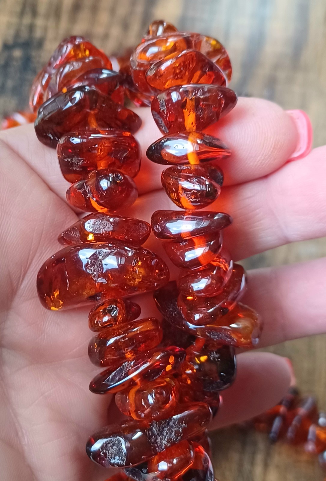 Vtg Genuine Baltic Amber Chunky Nugget Long Necklace 127 G