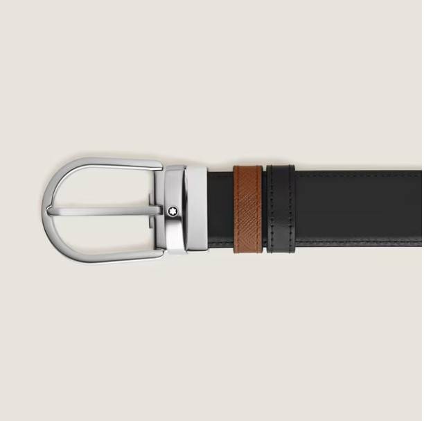 198411 Montblanc Reversible Belt Horseshoe Buckle Belt Fulvo Leather