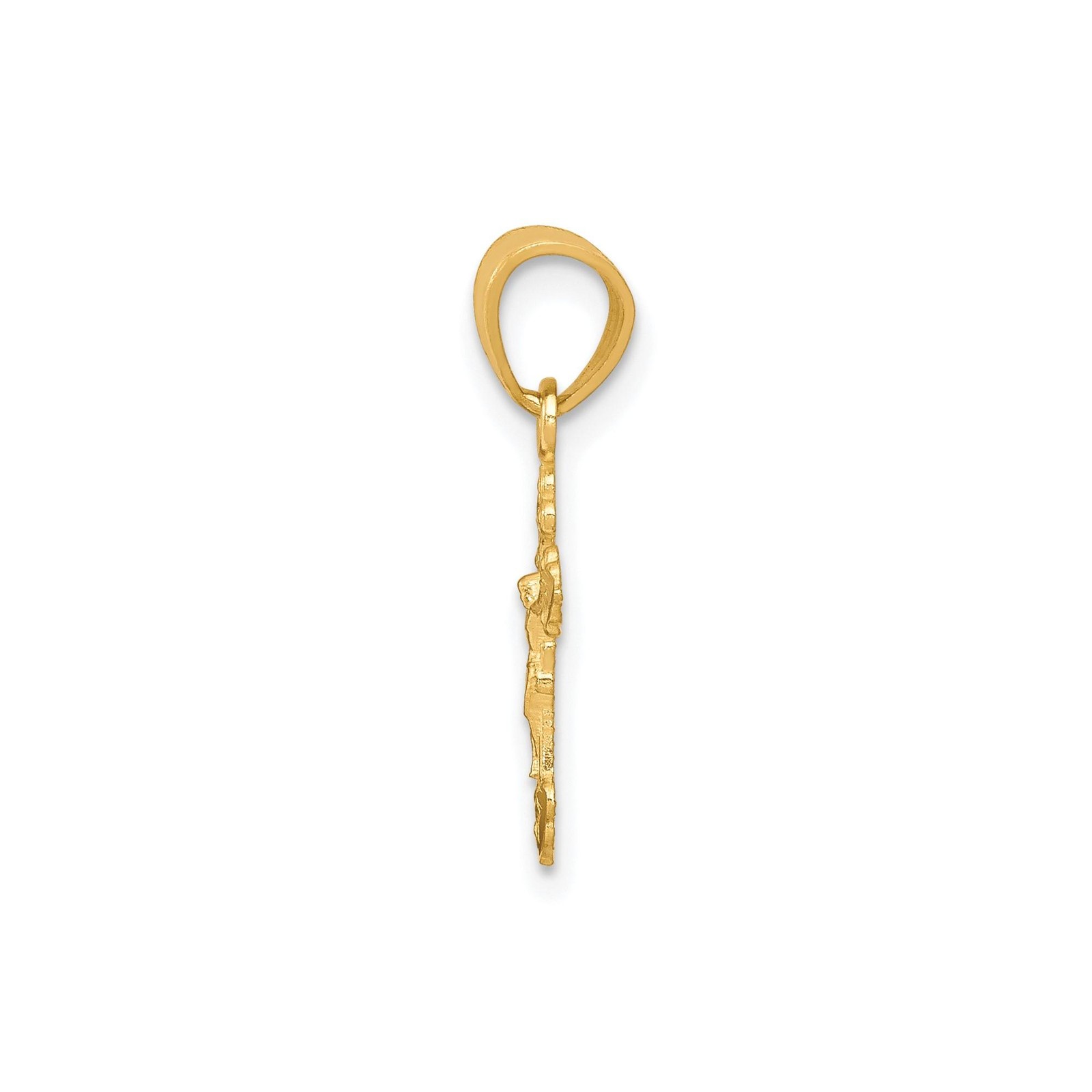 Solid Yellow Gold Crucifix Cross Pendant Jesus Religious Charm for Men Women