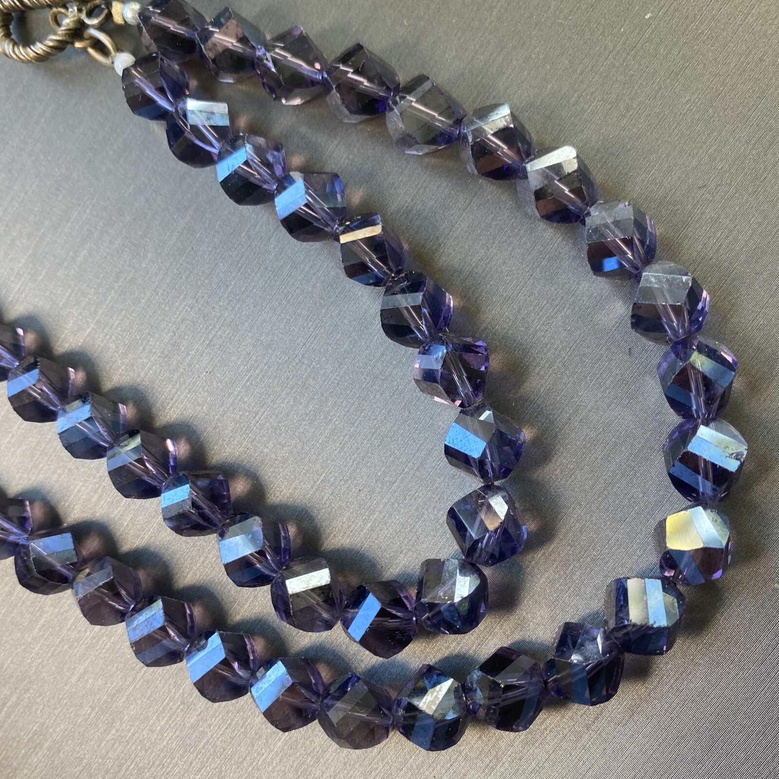 Vintage Czech Art Glass Necklace Estate Jewelry Pre-owned Flapper Girl Style 28″