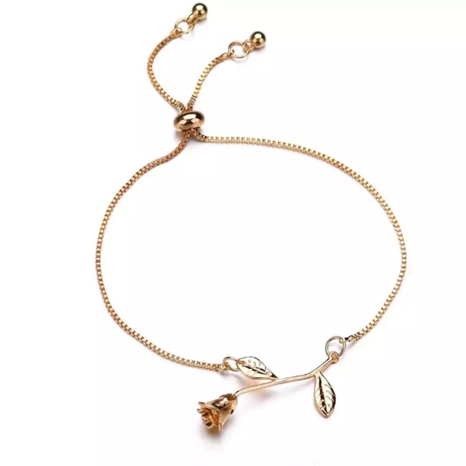 Rose flower Bracelet Bangle Silver/Gold /Rose Gold Charm B9 Mother’s Day Gift
