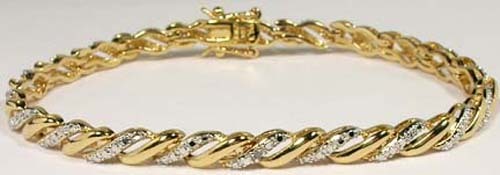 Gorgeous Diamond-Accent 18ktGP Bangle Medieval Royal Gem Fearless Virtue Emblem