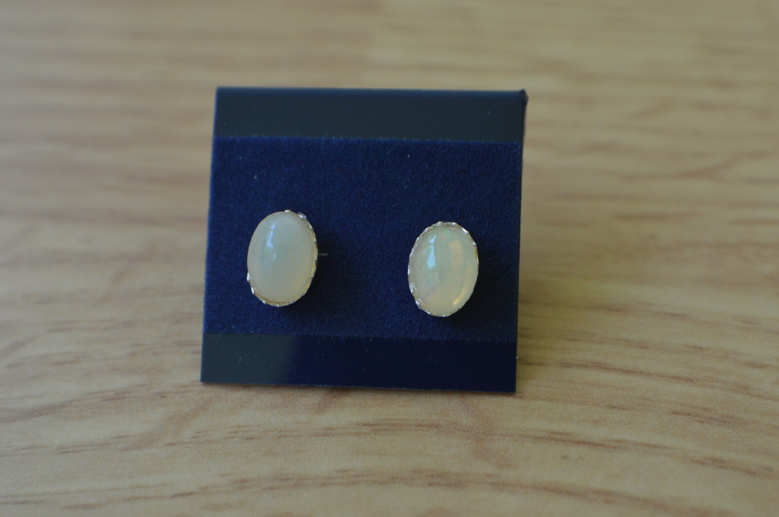 1.24ct Ethiopian Opal Earrings set in Fine Sterling Silver ~ 7x5mm