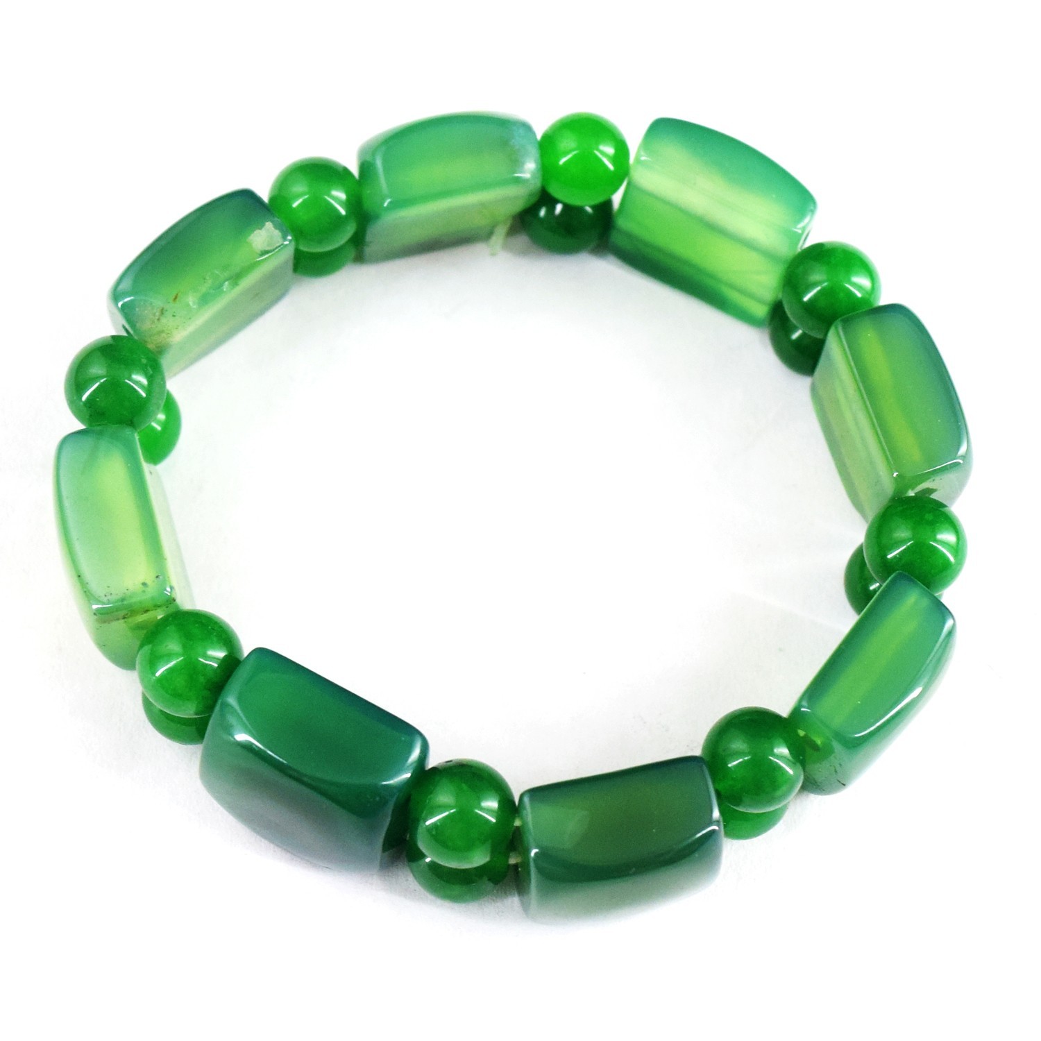 Most Beautiful Green Onyx 248.00 Cts Beaded Best Stretchable Bracelet RK 20 E818