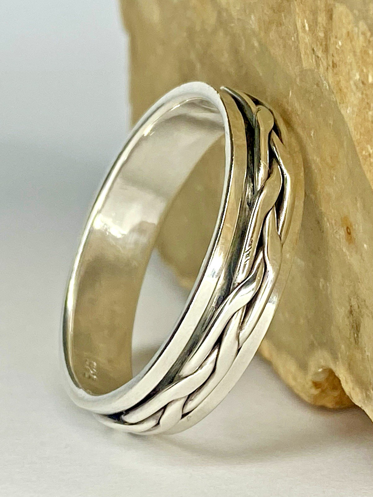 Vintage Sterling Silver 6mm wide 5.7gr Spinner Ring Size 13.25