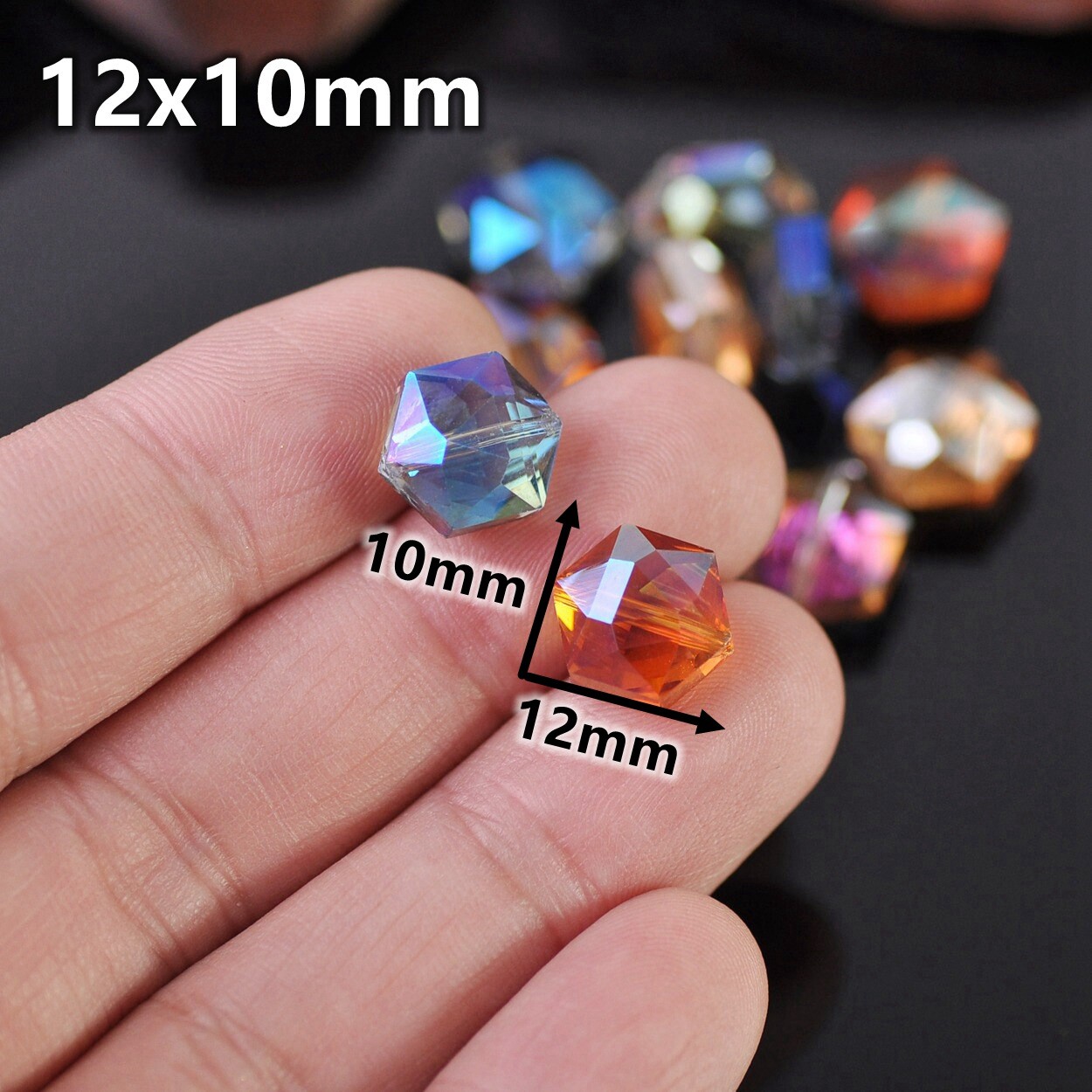 10pcs Hexagon 12mm 16mm 20mm 22mm Faceted Crystal Glass Loose Beads DIY Jewelry