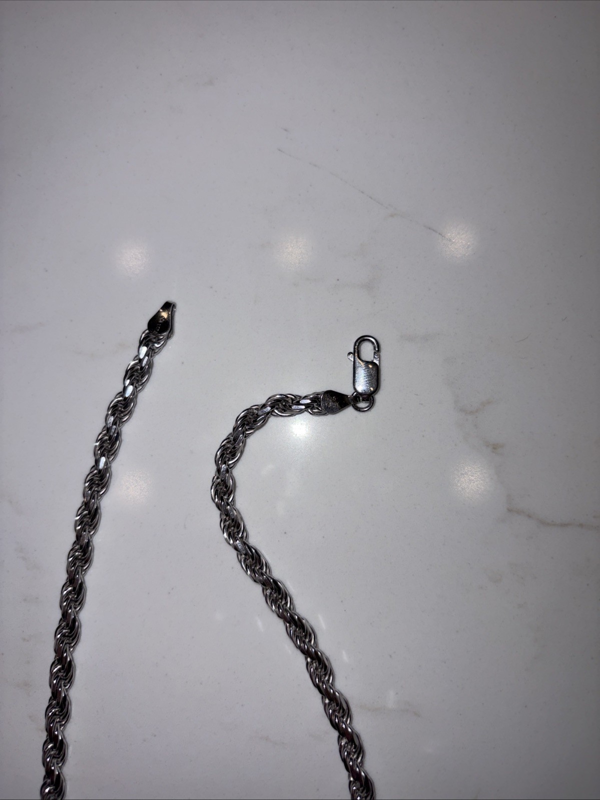 4.3mm Diamond Cut Sterling Silver 925 Italy 22in Rope Chain