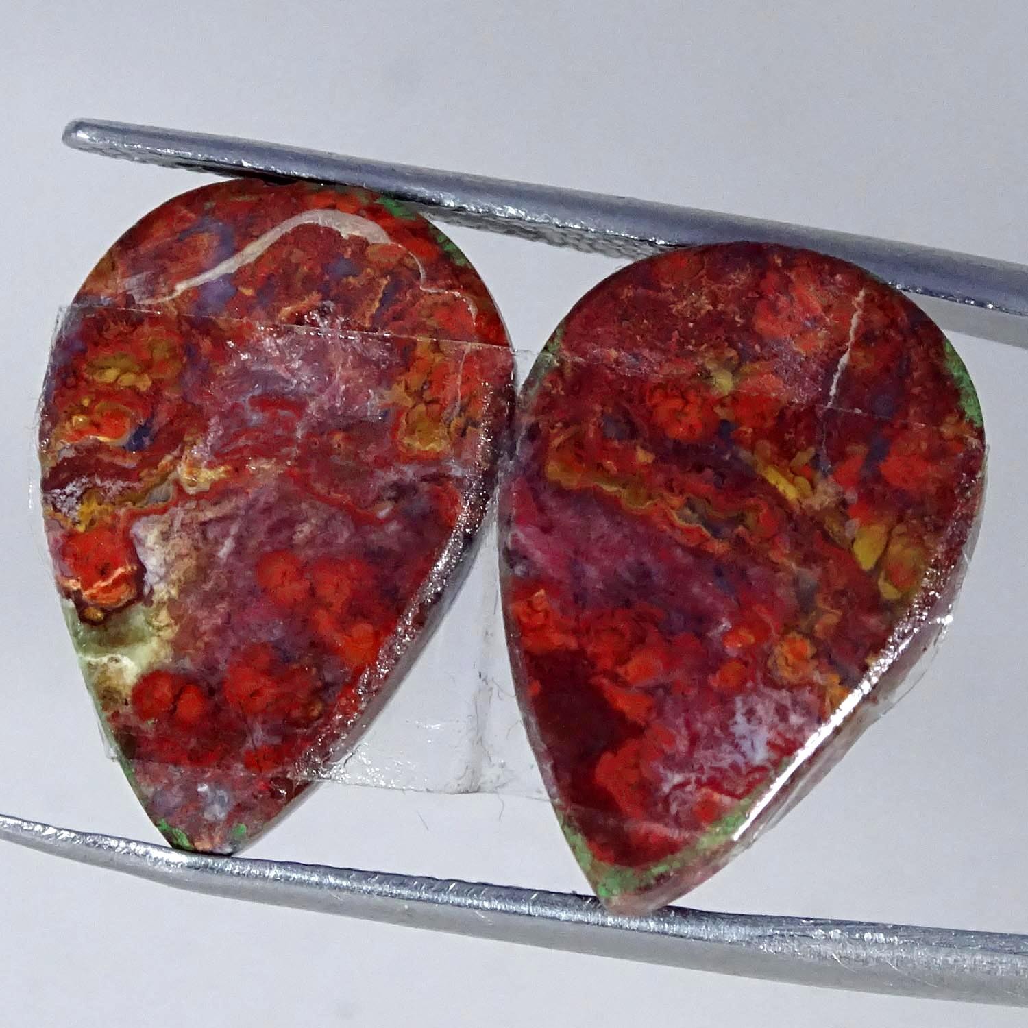 20.50Cts AA 100% Natural Hungarian Agate Pair Pear Cabochon Gemstone 13X32X3MM