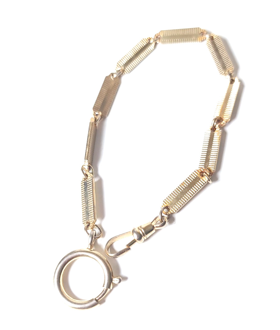 Vintage Pocket Watch Chain Fob Textured Goldtone Short 9.25 inches