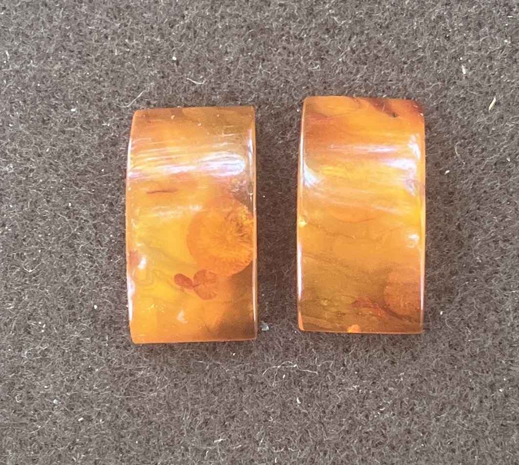 21x11x5mm Baltic Amber Rectangle Butterscotch Pair 10.6tcw 2 Vintage Pieces