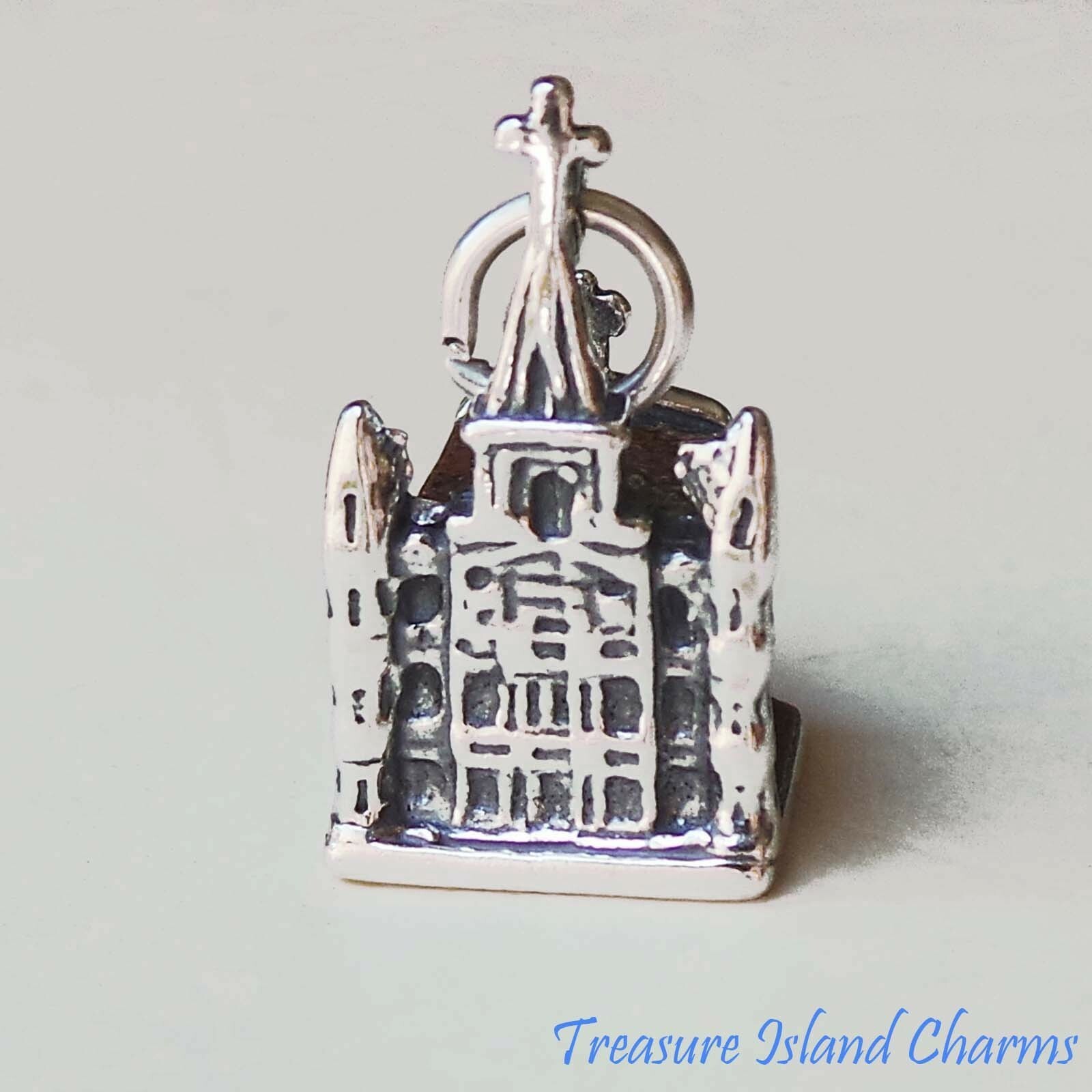 St Louis Cathedral New Orleans 3D 925 Solid Sterling Silver Charm MADE IN USA