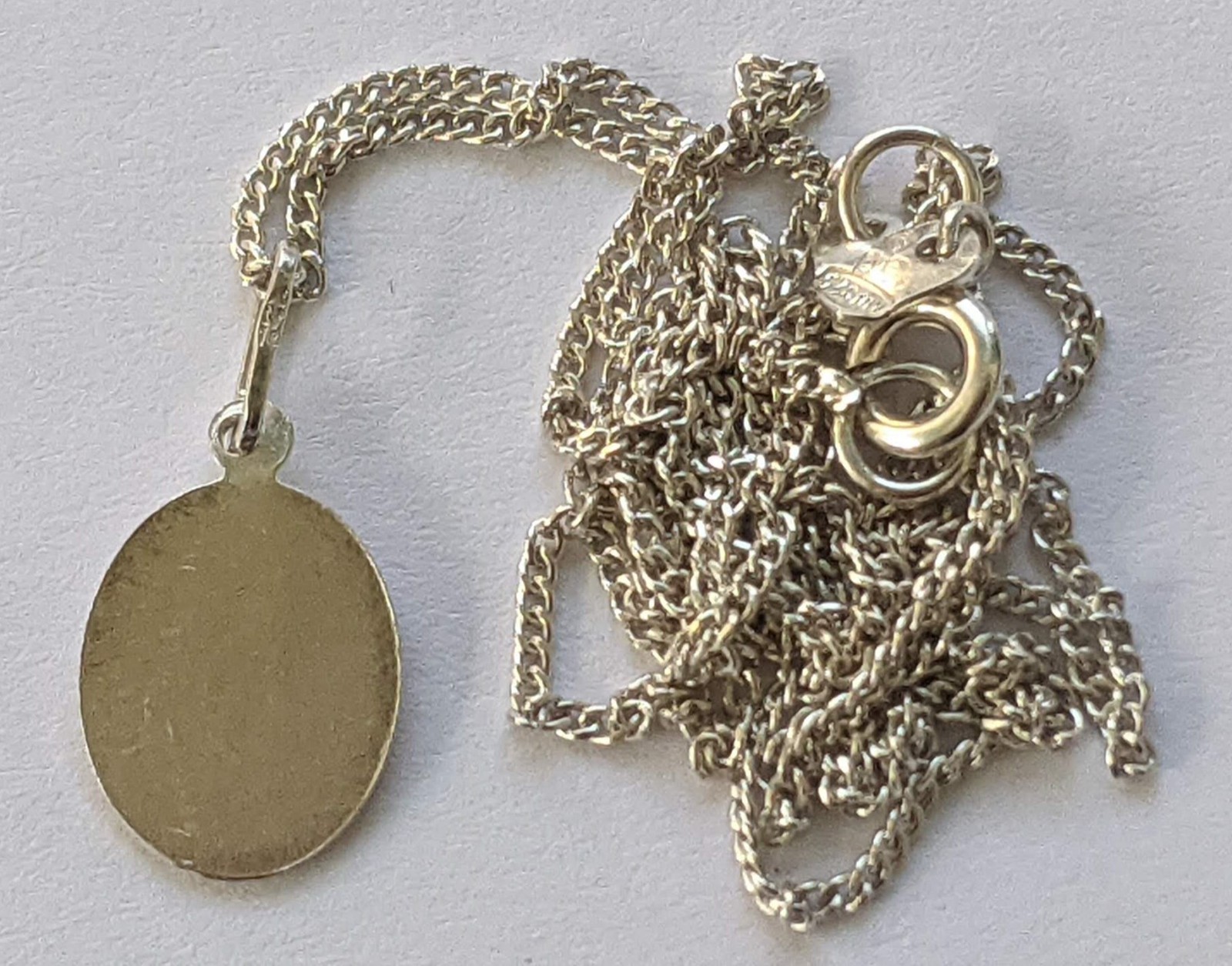 Orthodox icon amulet Virgin Mary Madonna, chain 51 cm. 925 silver. Weight 7.84 g