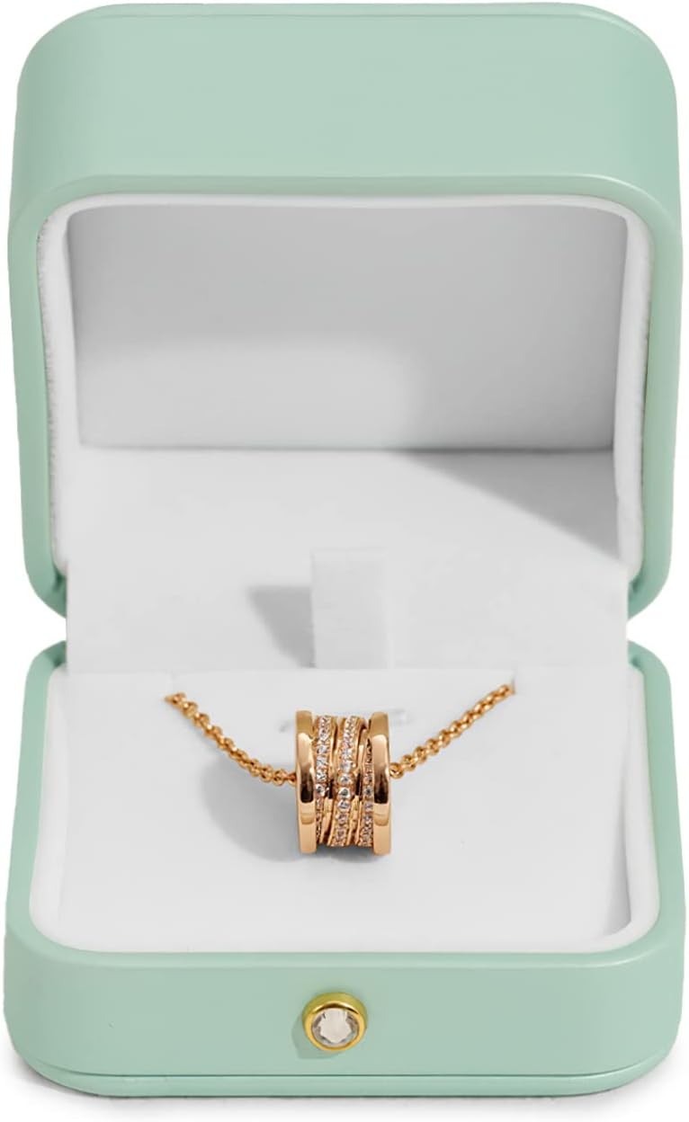 Leather Necklace Gift Box with Removable Pad, Velvet Interior Travel Storage
