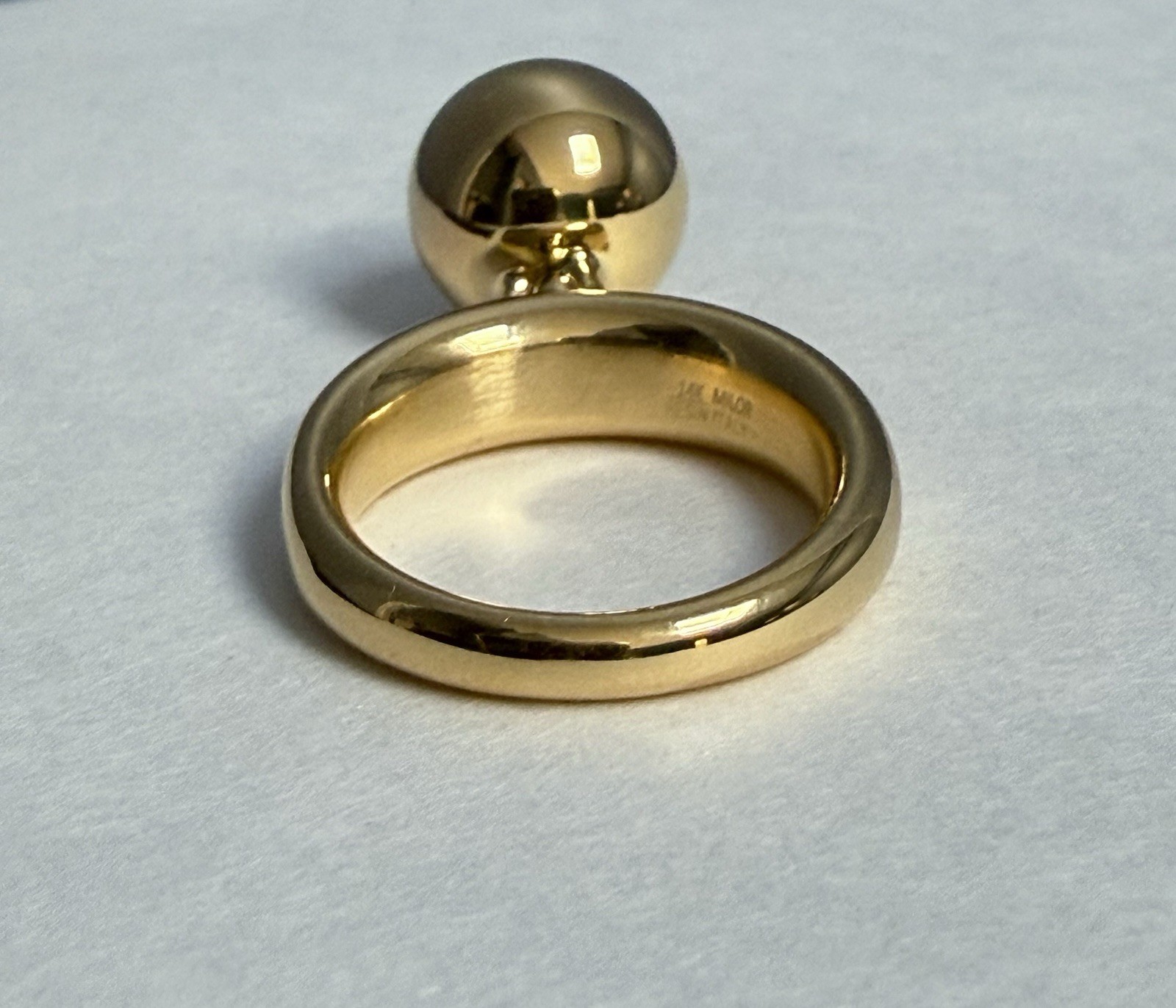 4.8g* 14K GOLD MILOR ITALY Resin Core Moving Ball Tapered Band Cocktail Ring *9