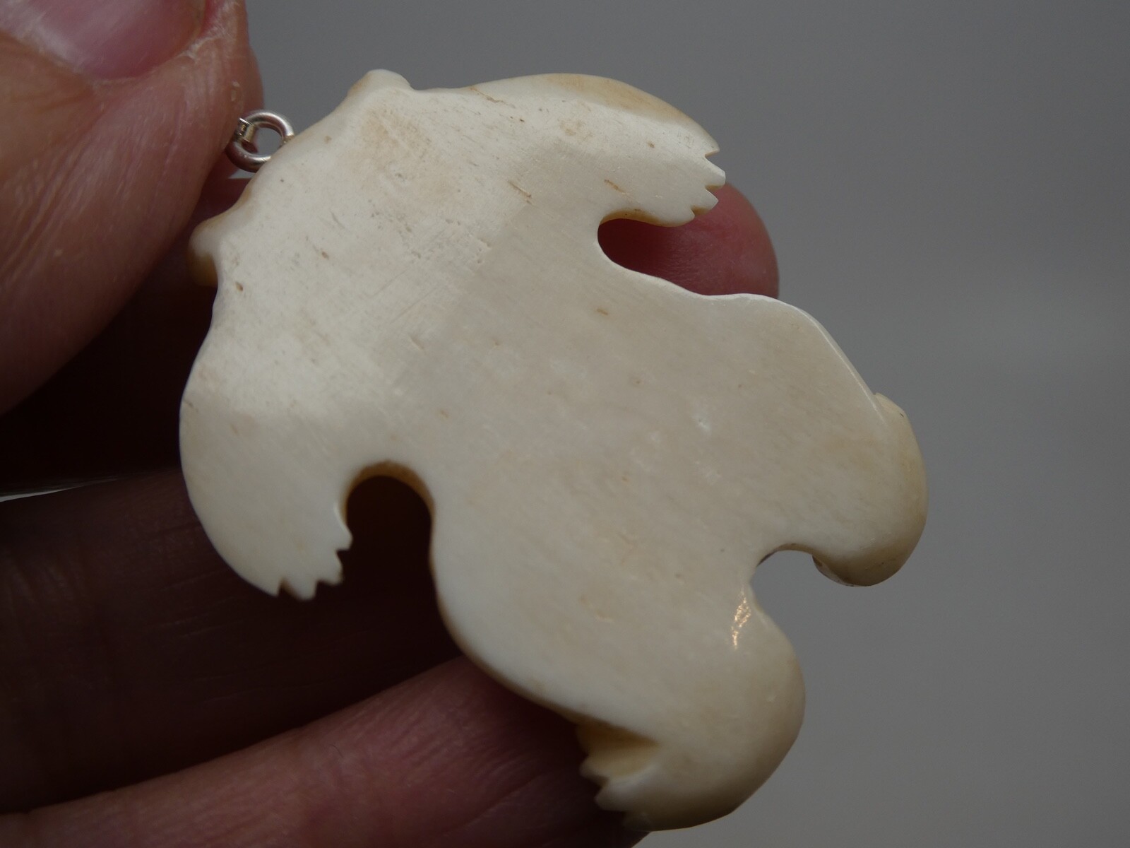 Polar Bear Carved Water Buffalo Bubalus Bubalis Bone Pendant Necklace With Cord