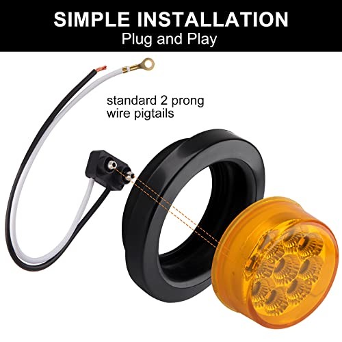 Konrali 2″ Round LED Marker Lights 9 LEDs w/Reflectors, 10 Amber & 10 Red 2