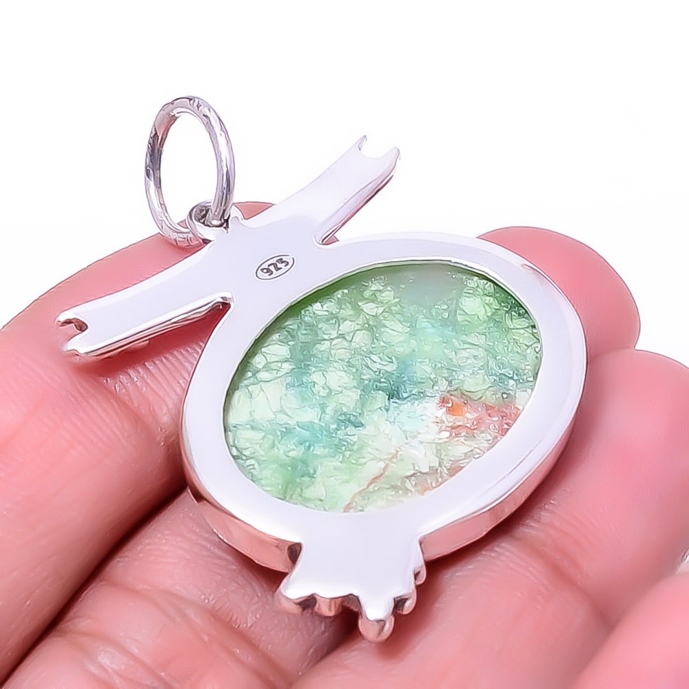 Mint Chrysoprase – Australia Designer 925 Sterling Silver Pendant 1.72″ P14