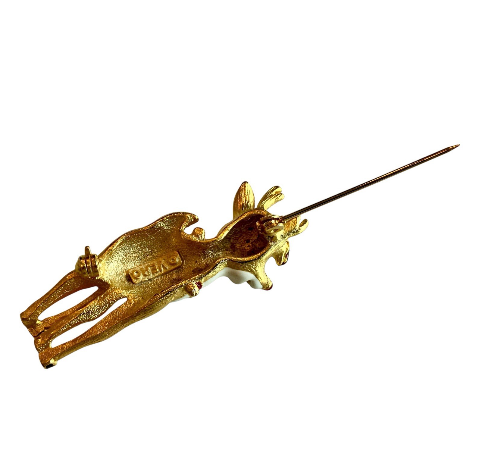 Vtg Rudolph The Red Nosed Reindeer Brooch Gerry’s Gold Tone Enamel