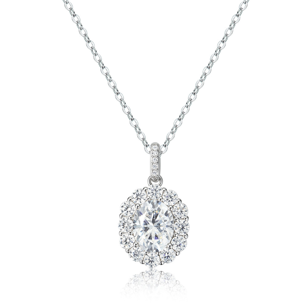 2ct Real Oval Cut Moissanite Pendant Necklace 925 Sterling Silver Women Chain