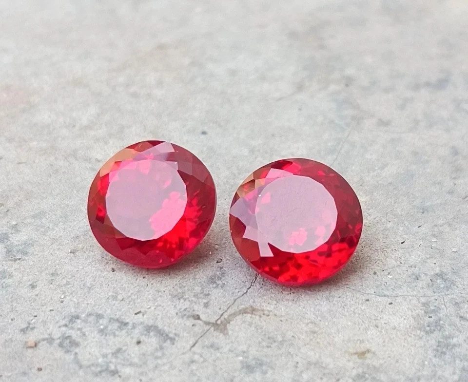 30 Ct Natural Mozambique Ruby Round Cut Matching Pair Certified Gems