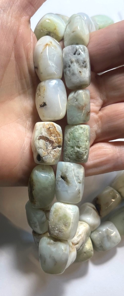 ONE STRAND 15.5″ SMOOTH FACETED CHRYSOPRASE NUGGET 24X14 MM BELOW WHOLESALE!