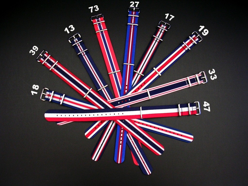 NATO G10 Red White Blue stripe watchband strap nylon Military RAF bond IW SUISSE