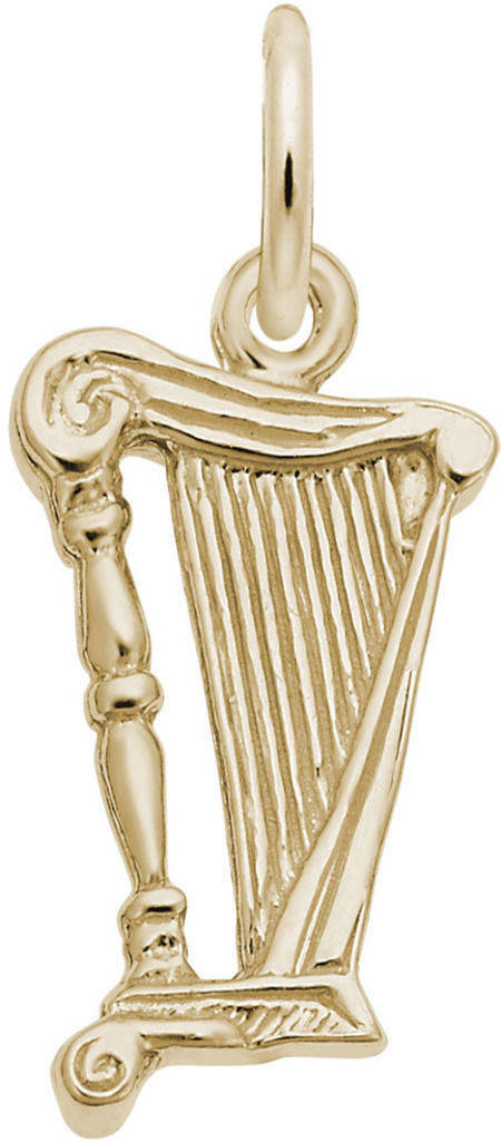 Harp Charm by Rembrandt 10K or 14K Gold or Sterling Silver