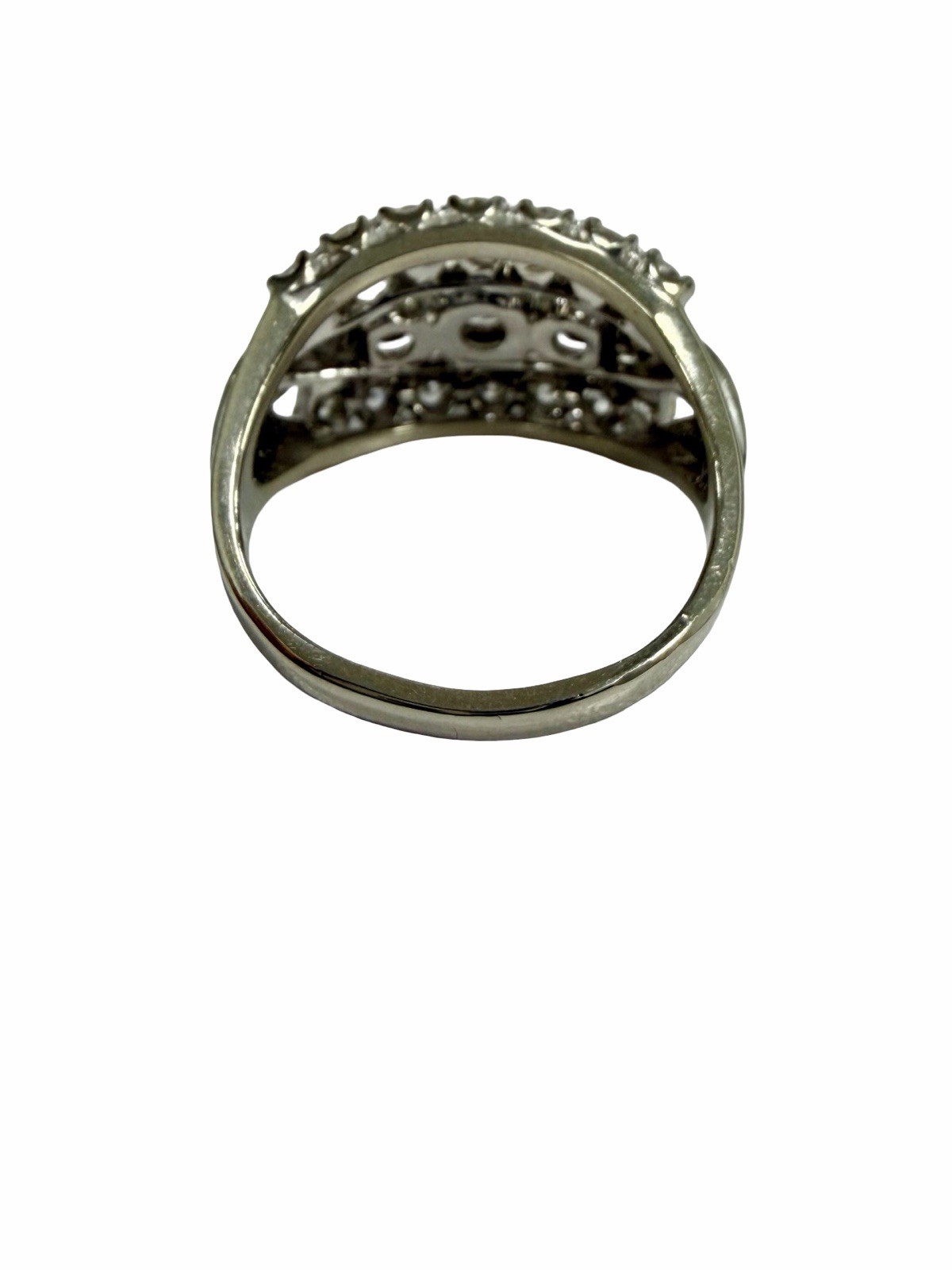 1.50 ctw F/G VS 1950s Estate Multi Row Genuine Diamond Band Ring 14k White Gold