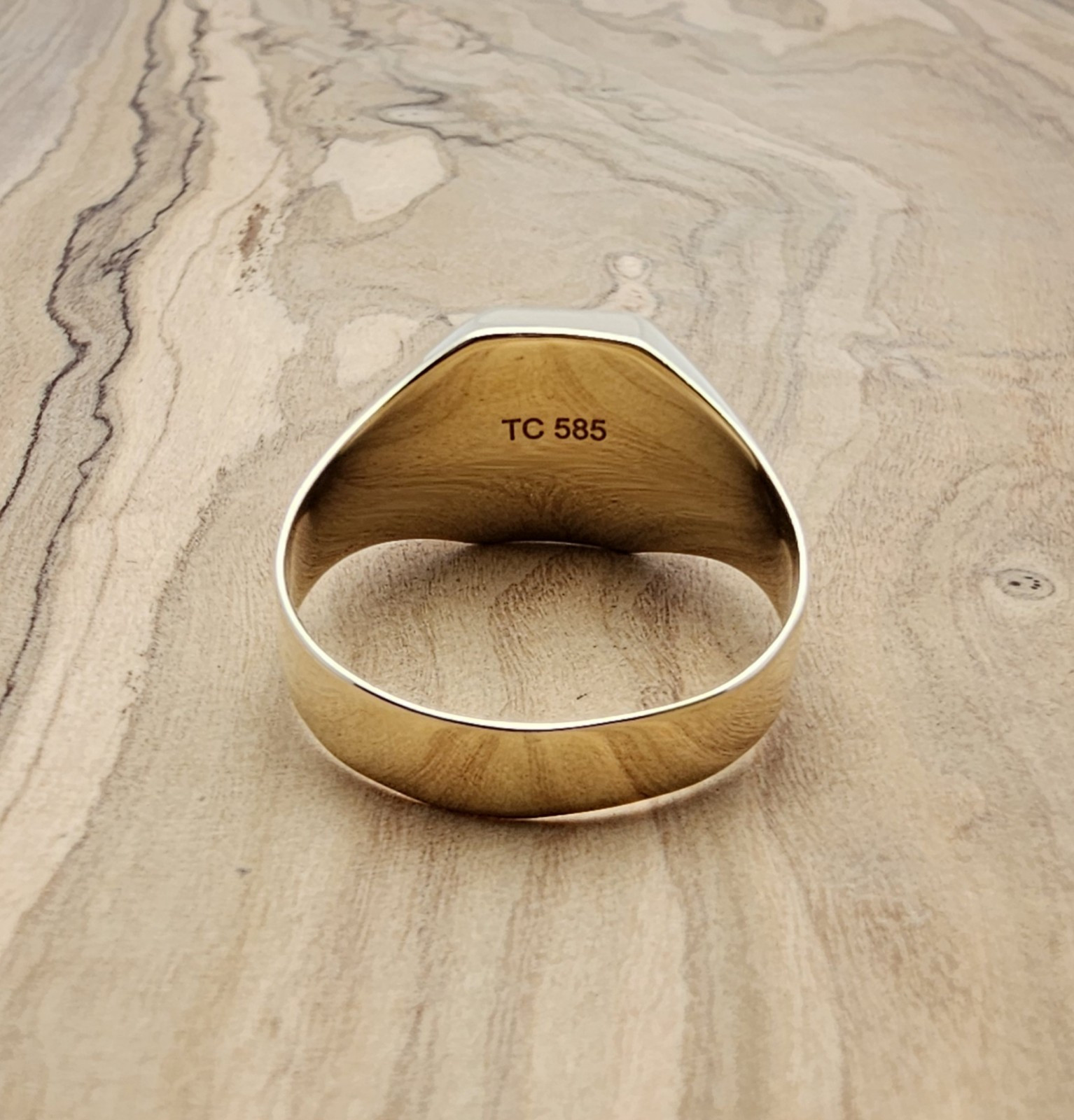 Ring – Signet Ring – Size 70 – 585/- Gold 14 Karat – 4.90 Grams – Tiger Eye