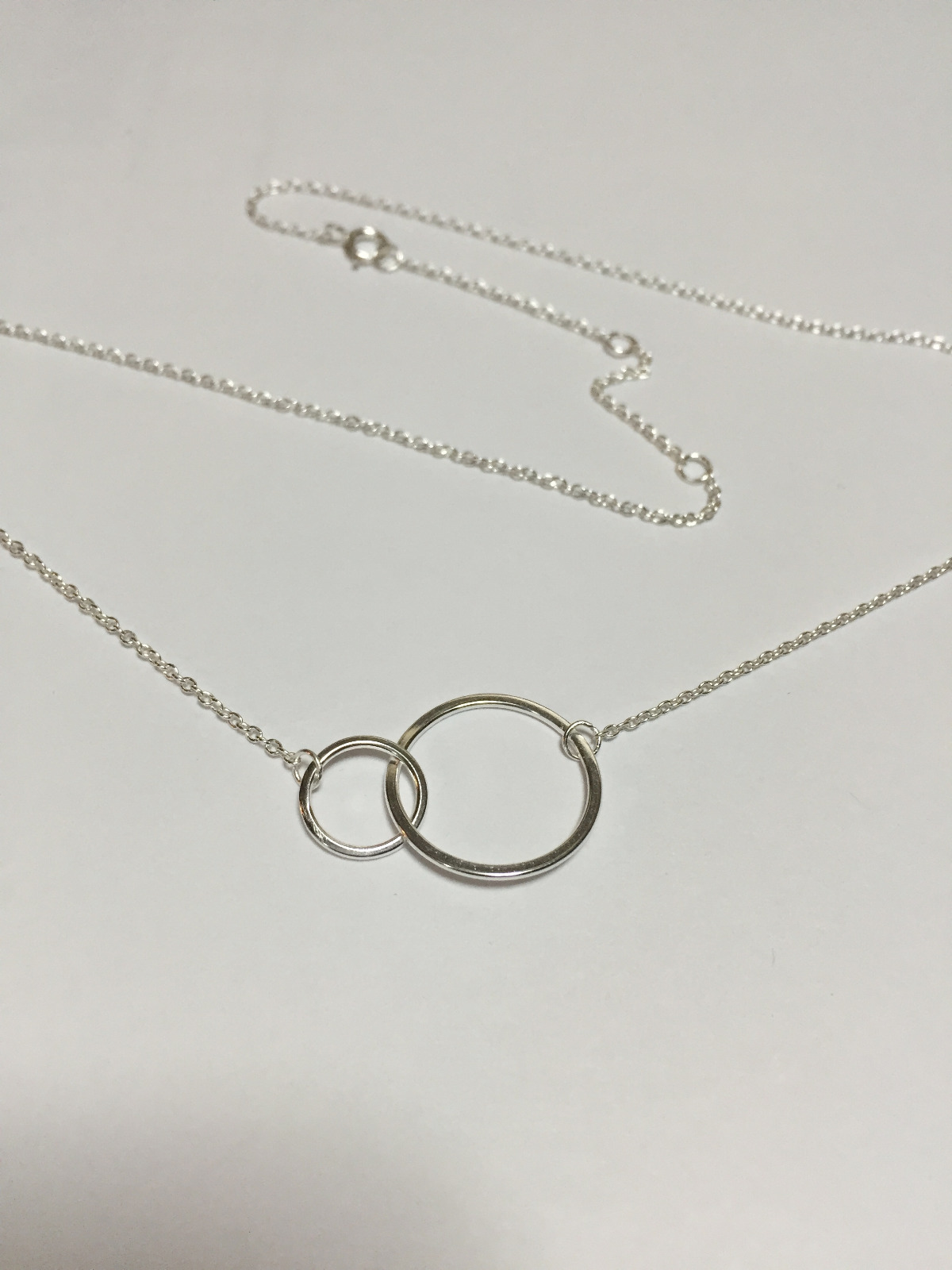 925 Sterling Silver Interlocking Double Circle of Life Pendant Necklace