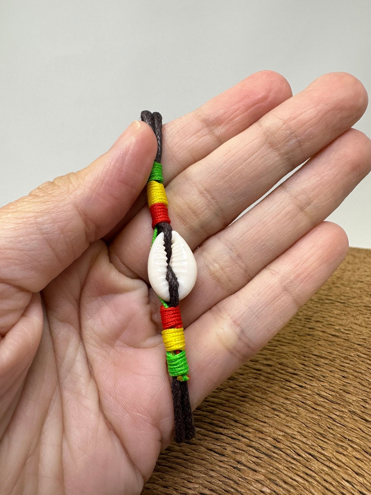Natural Cowrie Shell Anklet Rasta Accent | Adjustable Beach Bracelet | Unisex