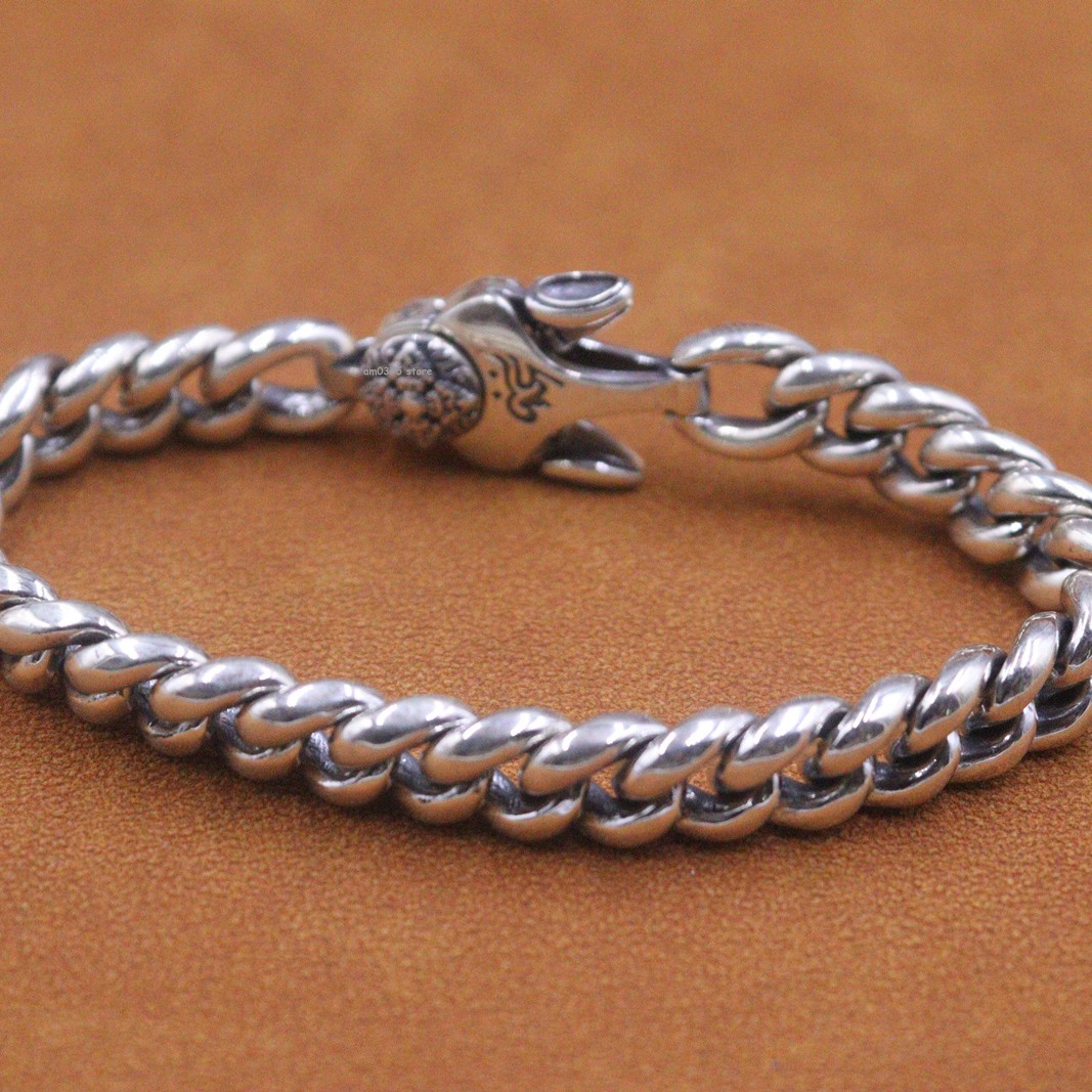 Real 925 Sterling Silver Bracelet Men’s 8.5mm Cuban Curb Link 7.1inch /46-47g