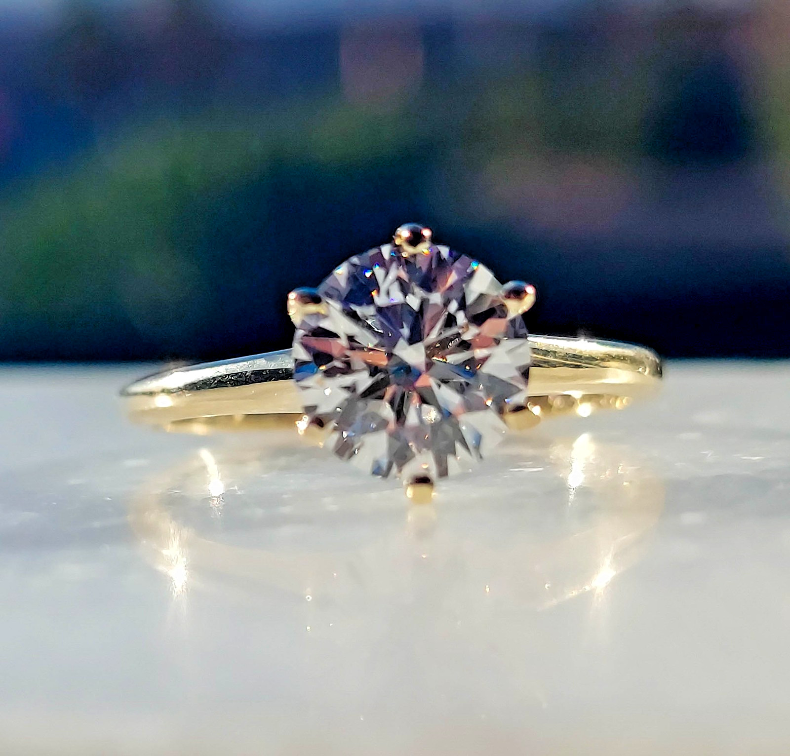 Engagement ring Size 5.75 10k gold ring, 1.26 carat certified. Solitaire ring