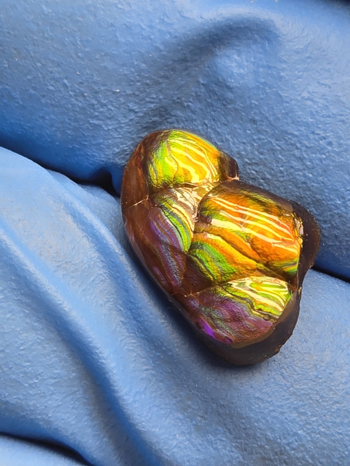 Dancing Rainbow Fire Agate Gem 6.7 Ct Original Hand Carved Natural Arizona Gem