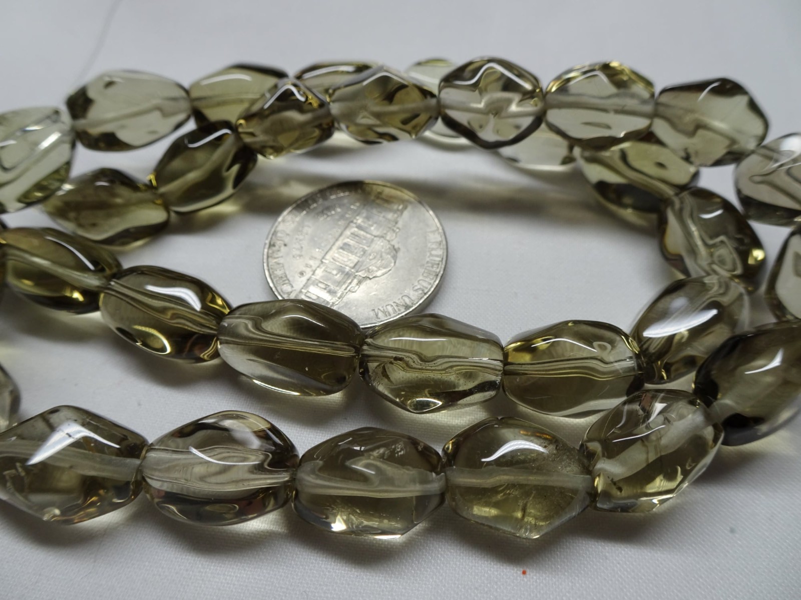 16″ Str Natural Smoky Quartz 11-13mm Smooth Facet Nugget Stone Beads A478 DNG