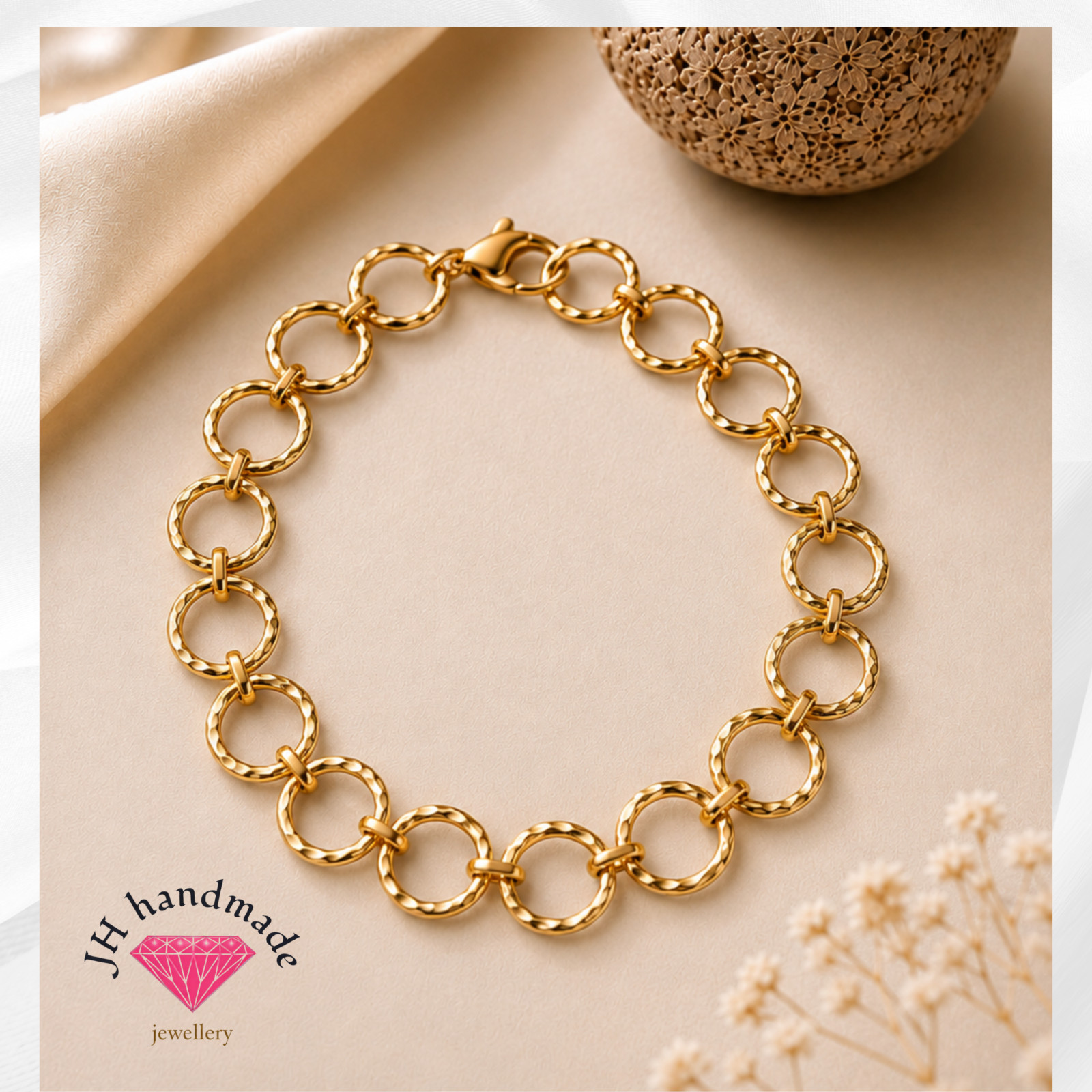 9ct Solid Gold Heritage Circle Bracelet Fully Hallmarked Custom Made