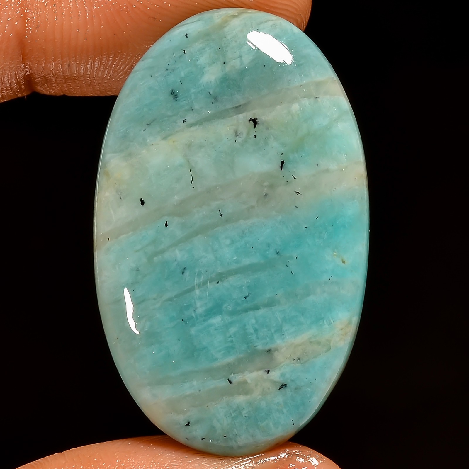100% Natural Amazonite Oval Shape Cabochon Loose Gemstone 43 Ct 36X22X6mm A37811