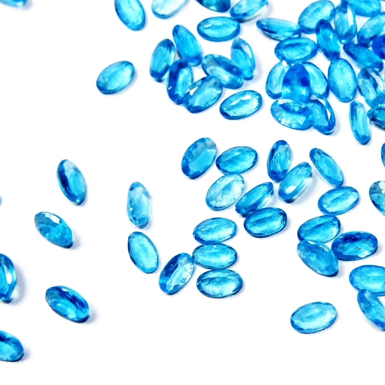 Wholesale Lot 4x3mm & 5x3mm Oval Cut Natural Blue Apatite Loose Calibrated Gems