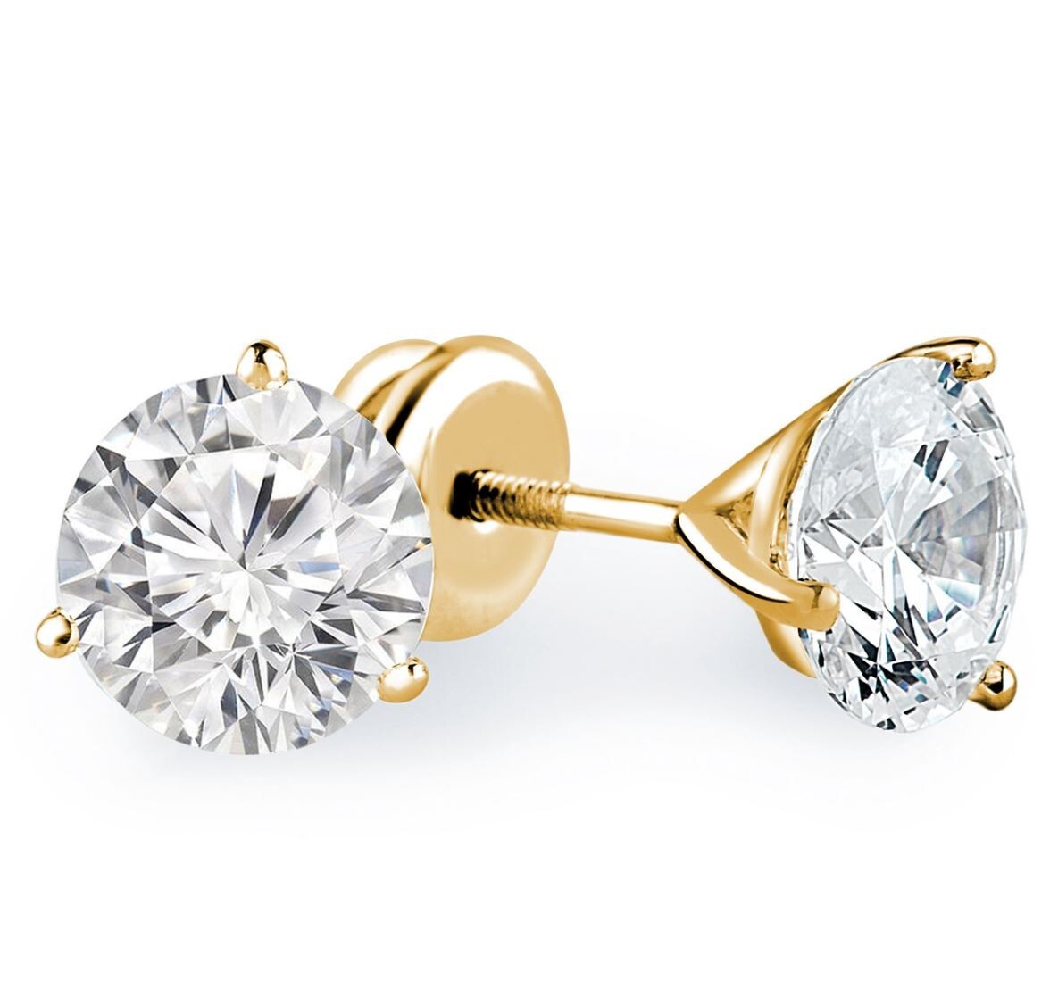 Yellow Gold Women’s Earrings Round 1.50 Ct Lab Created Diamond Martini Studs 14k