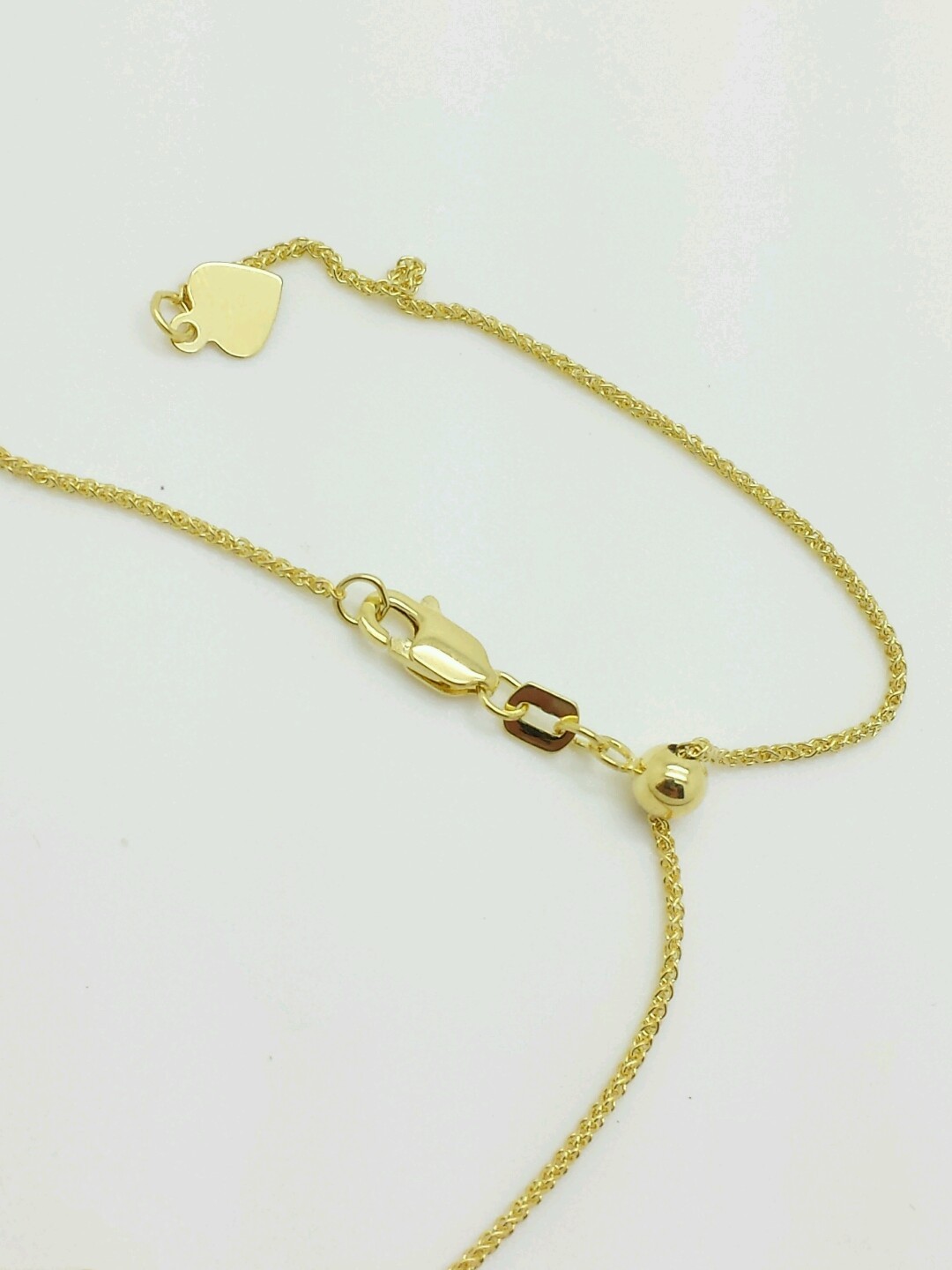 10k Solid Yellow Gold Adjustable Wheat Necklace Pendant Chain Up to 22″ 1.0mm