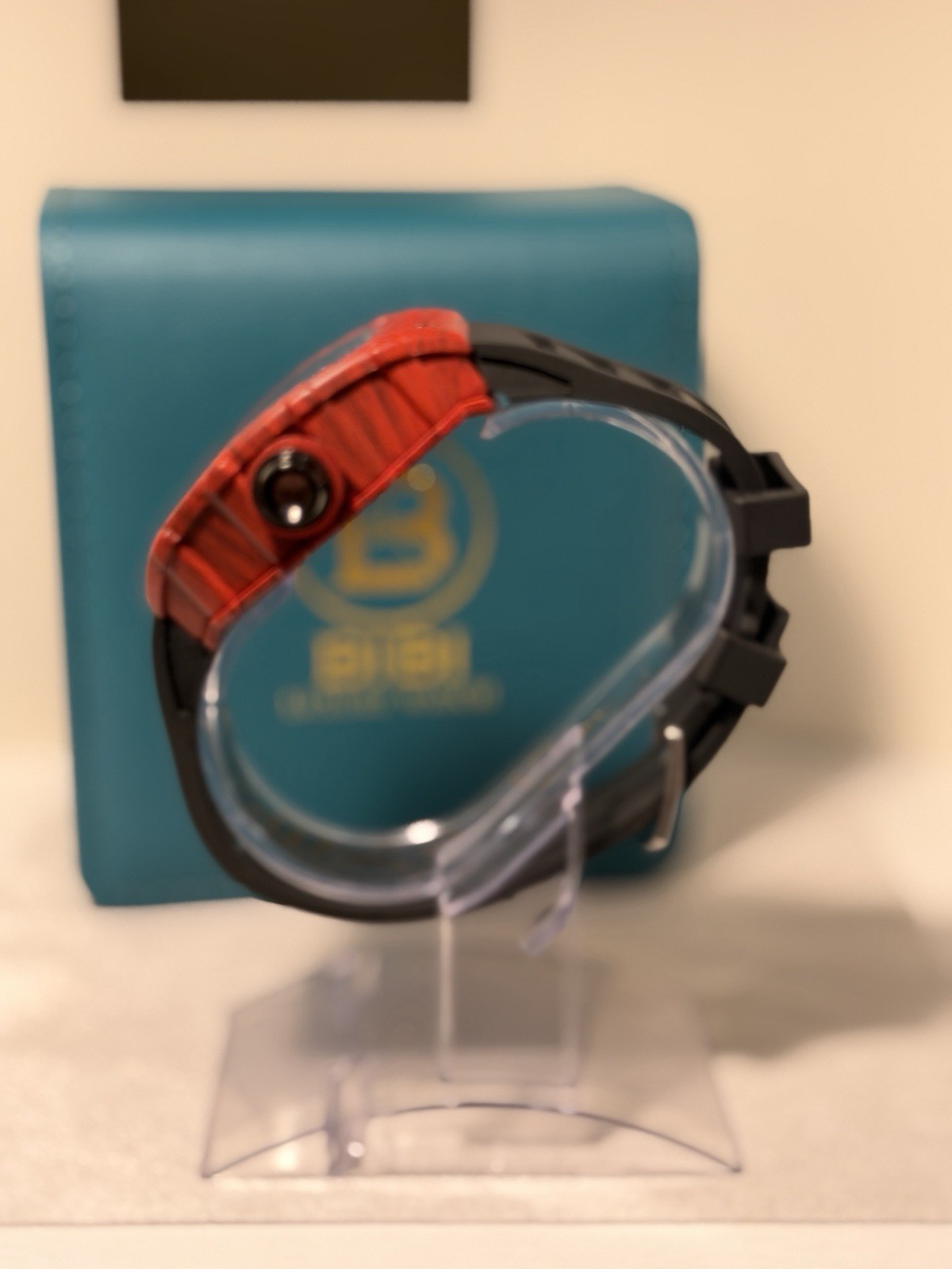 BIBI Luxury Watch Red Tonneau Case Skeleton Mechanical Style Men’s! SHARP! NEW!!