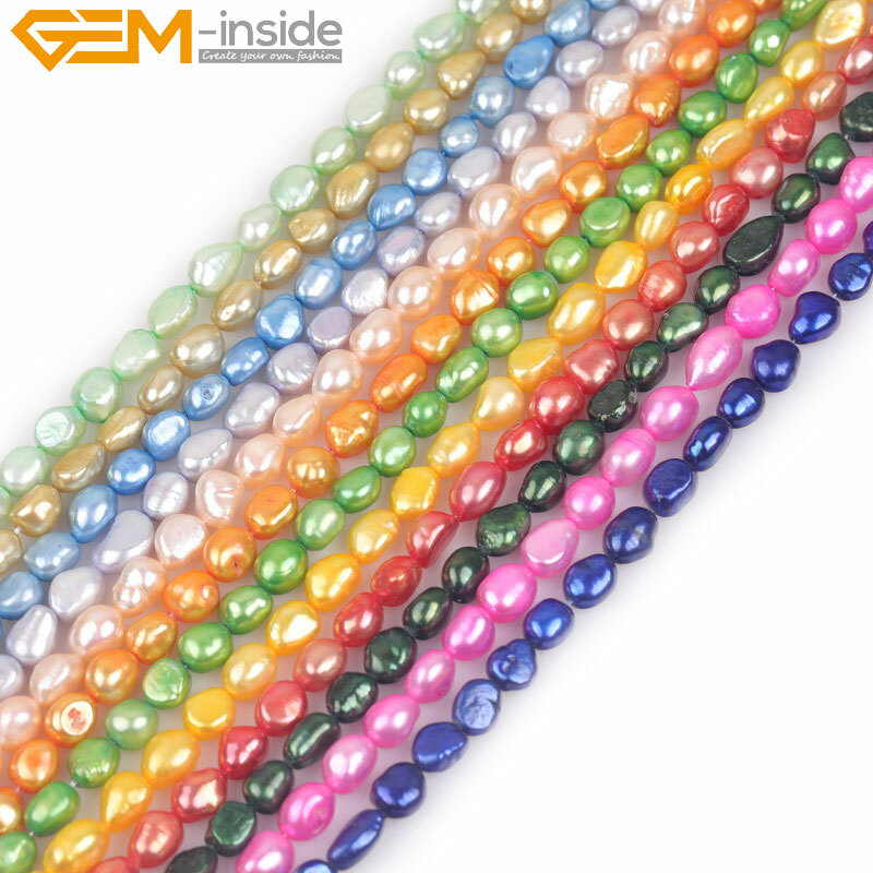 Freeform Assorted Color 8mm Pearls Loose Beads For Jewelry Making 15″ Enhanced