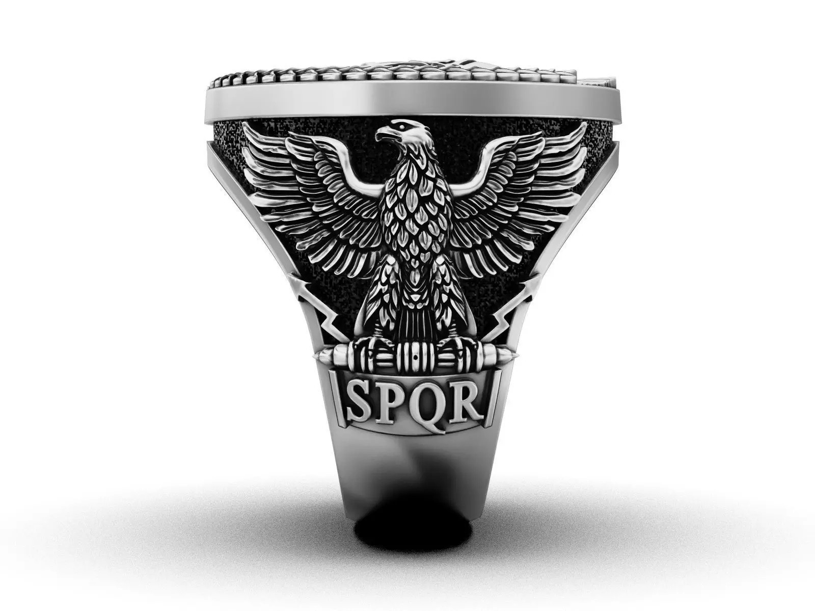 Oxidized Men’s Ancient Rome Imperial Eagle 925 Sterling Silver Statement Rings