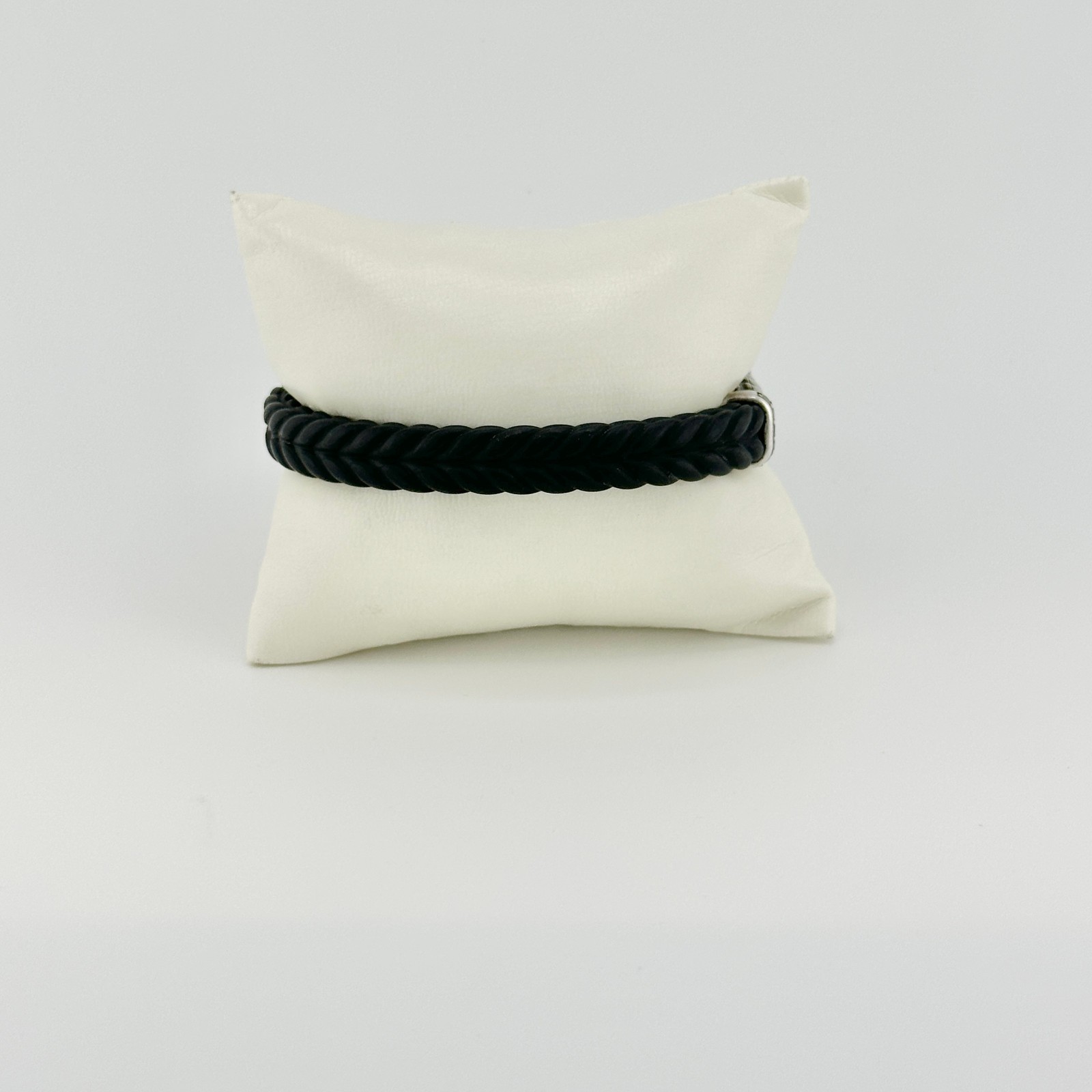 David Yurman Chevron Bracelet in Black Rubber w/ Pavé Black Diamonds – Large