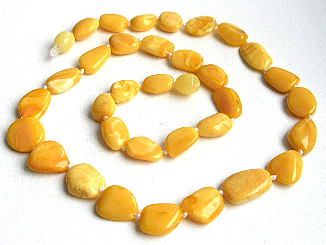 Genuine Baltic Amber Necklace Polished Egg Yolk Butterscotch 45 cm – 17.7 inch