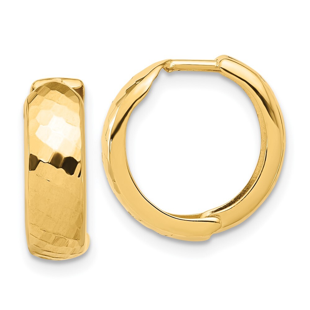 15.2mm 14K Yellow Gold Polished and Diamond-cut Huggie Hoop Earrings